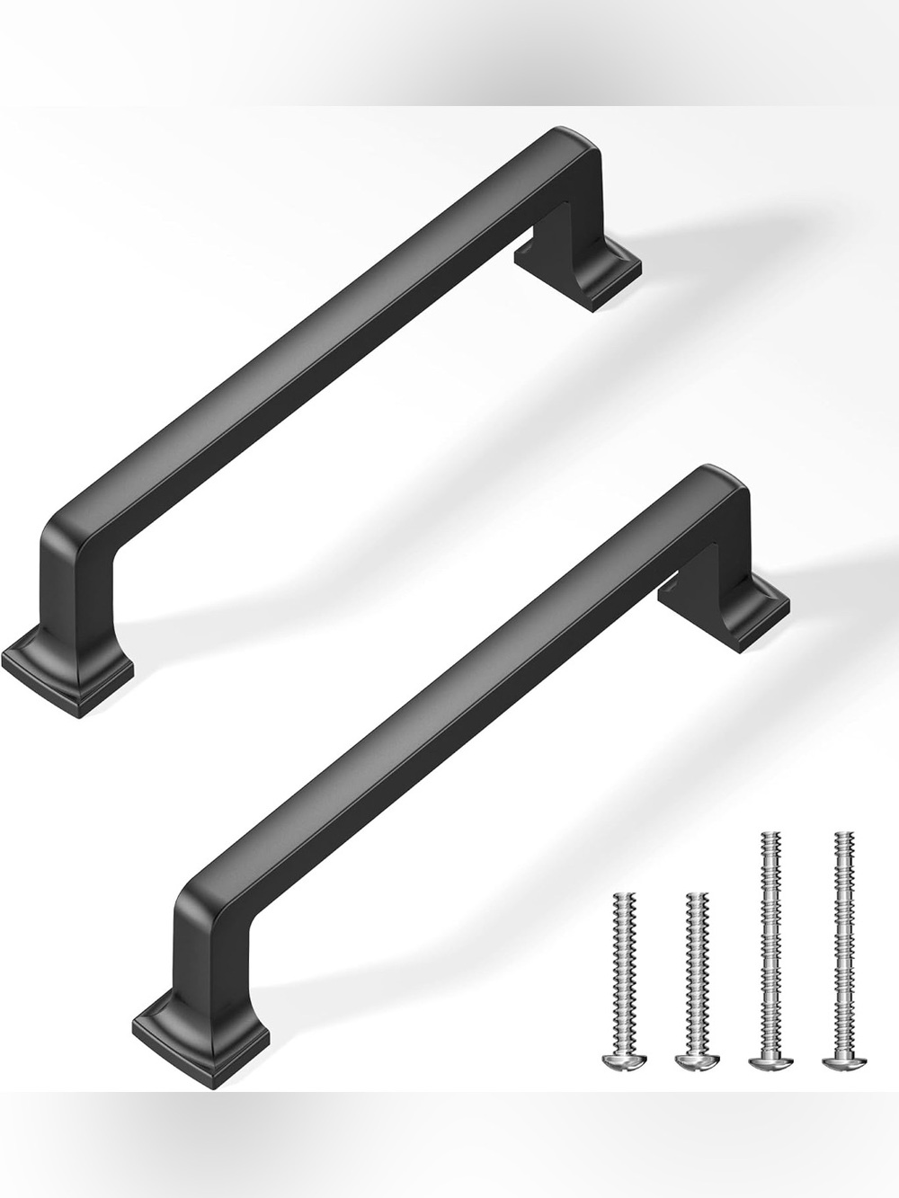 Modern Matte Black Cabinet Pulls - 10 piece